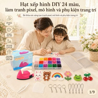 【Hạt Perler 2.6mm】Bộ đồ chơi thủ công DIY cho bé, hạt xếp hình mini kèm full phụ kiện và hộp đựng