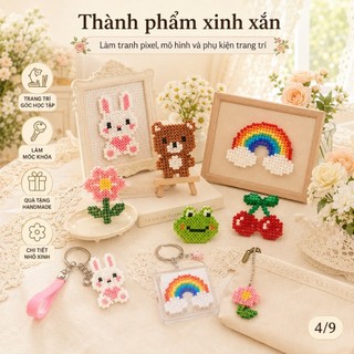 【Hạt Perler 2.6mm】Bộ đồ chơi thủ công DIY cho bé, hạt xếp hình mini kèm full phụ kiện và hộp đựng