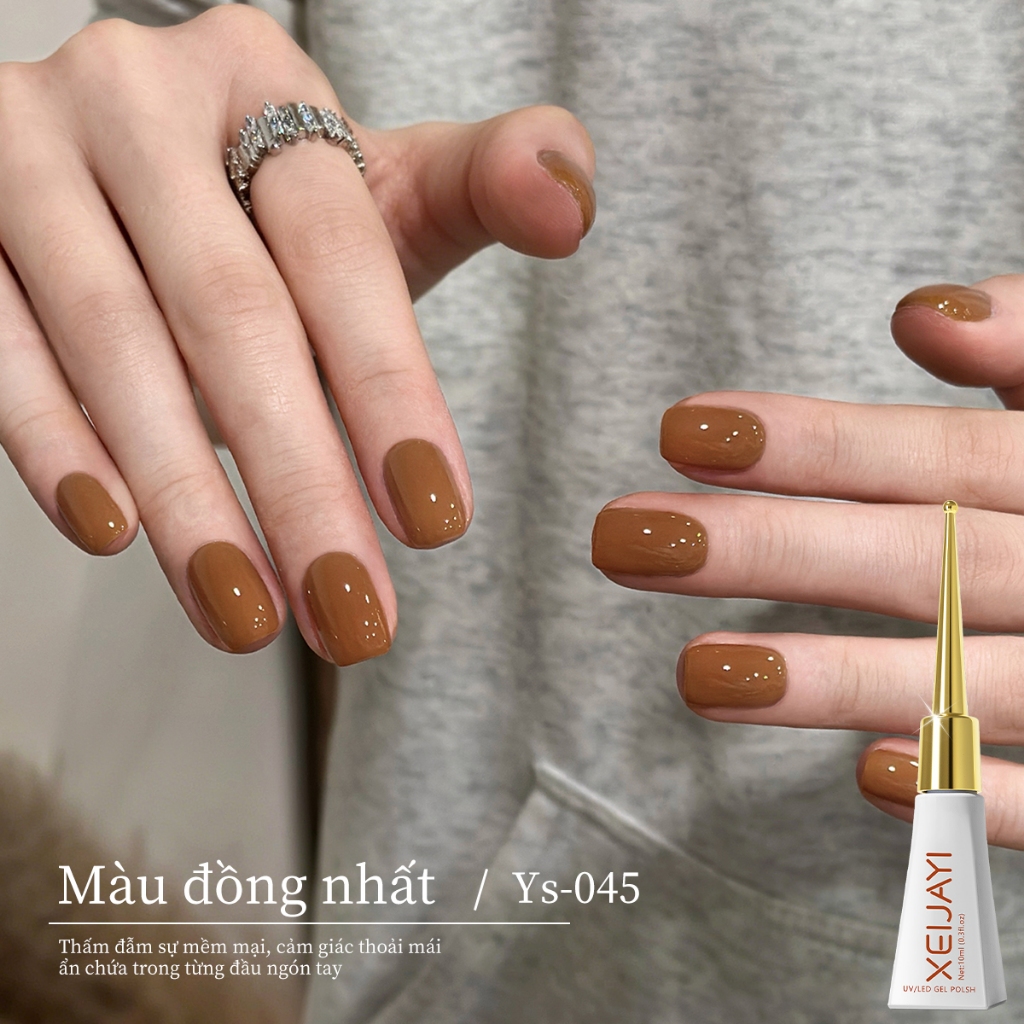 XEIJAYI 10ml - Sơn móng tay dạng gel màu nâu, thời trang và đa năng, phù hợp với mọi tông da.