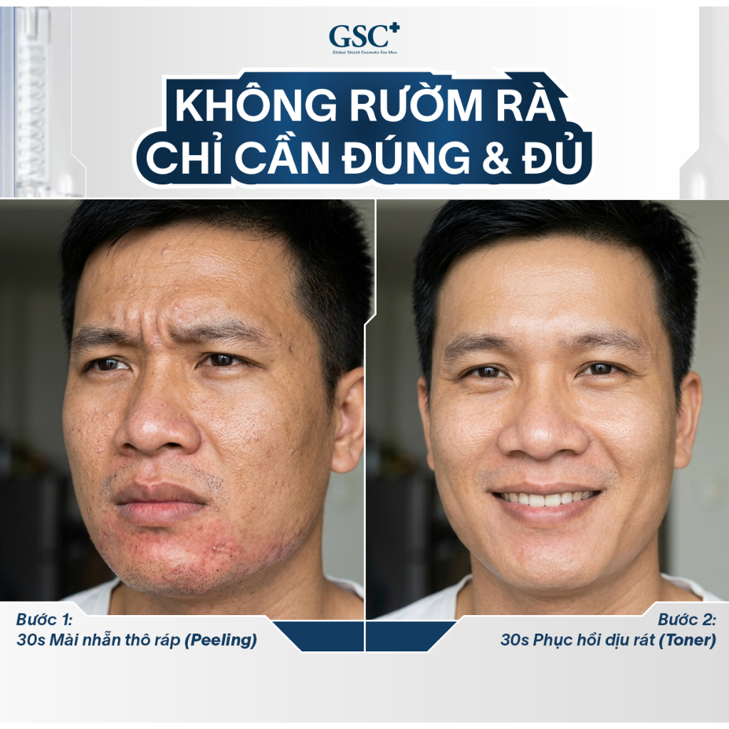 Combo Dược Mỹ Phẩm Nam GSC For Men (Tẩy Da Chết & Xịt Khoáng) - CÔNG THỨC 1 PHÚT Sạch Mụn, Giảm Thô -S14