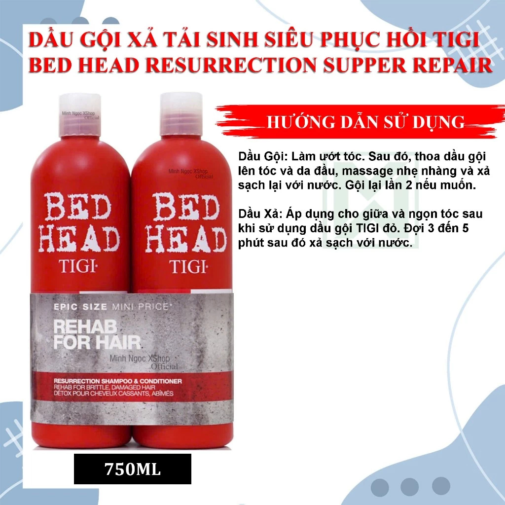 Dầu Gội Xả Tigi Đỏ Bed Head Tái SInh, Siêu Phục Hồi 750ml - Ever Queen