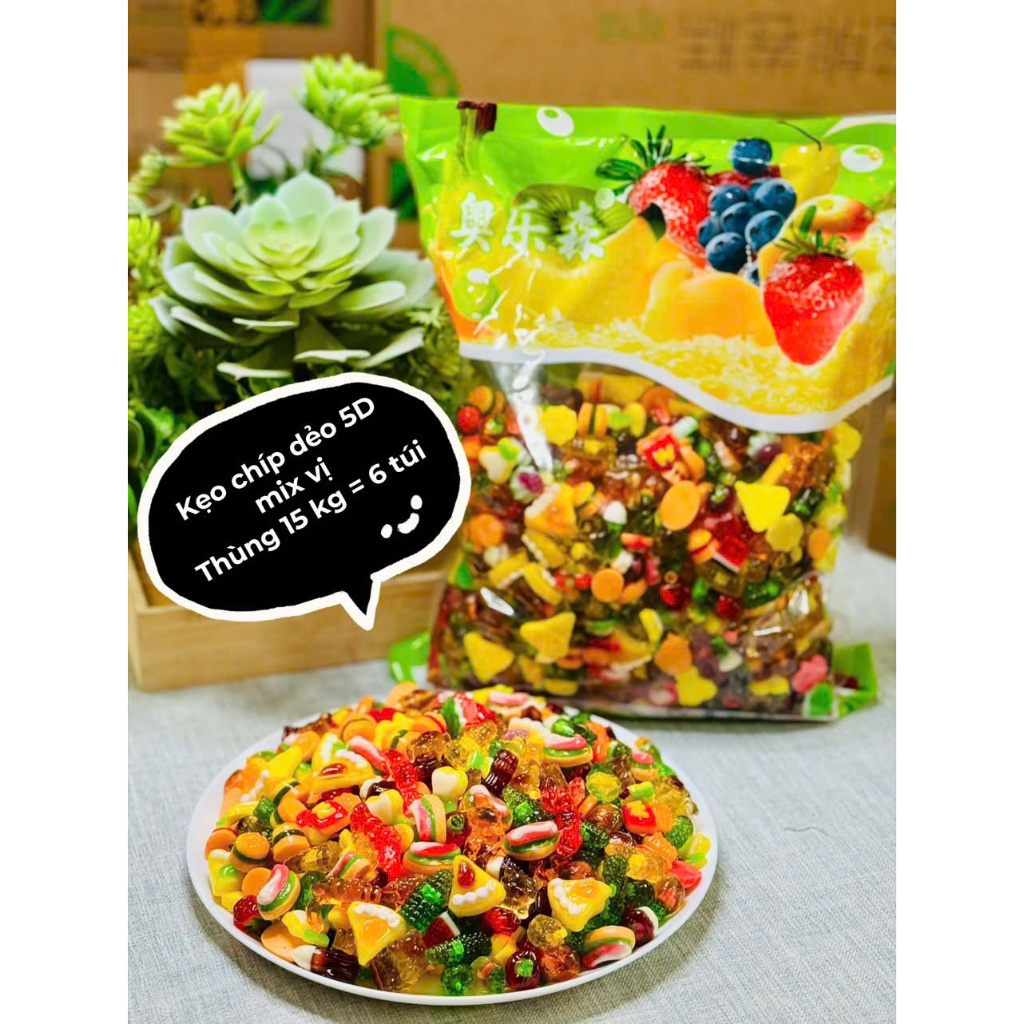 Kẹo Chip Dẻo 5D Mix Vị Nhiều Hình Ngộ Nghĩnh - Kẹo Dẻo Trái Cây Ăn Vặt Thơm Ngon, Đóng Gói Cẩn Thận