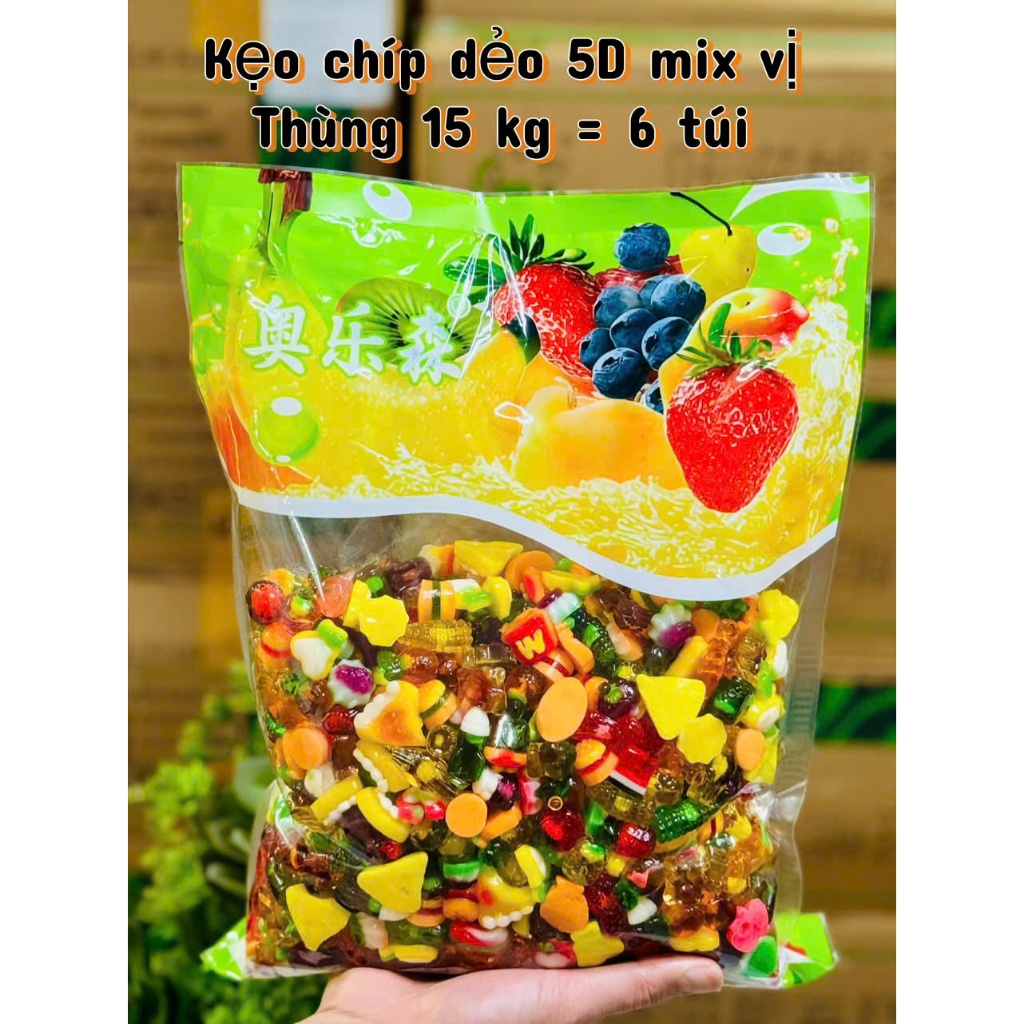Kẹo Chip Dẻo 5D Mix Vị Nhiều Hình Ngộ Nghĩnh - Kẹo Dẻo Trái Cây Ăn Vặt Thơm Ngon, Đóng Gói Cẩn Thận