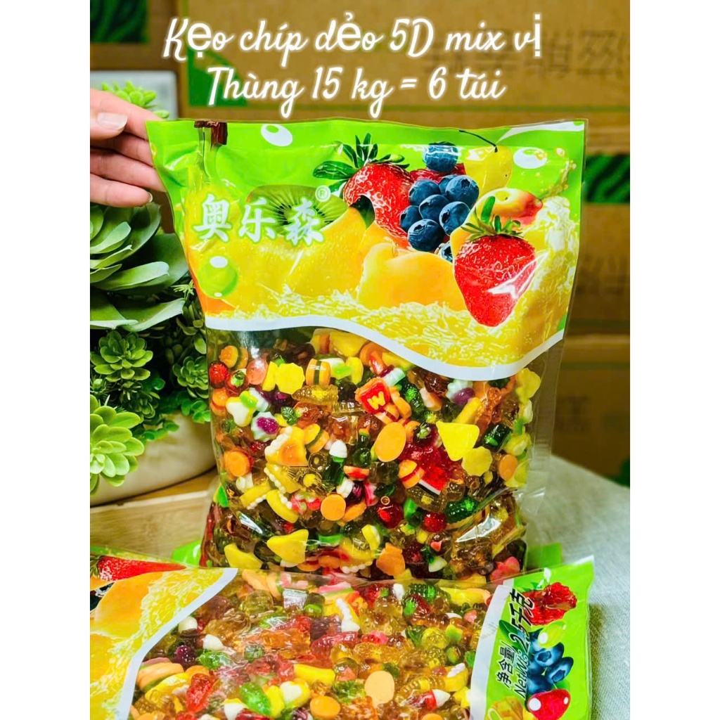 Kẹo Chip Dẻo 5D Mix Vị Nhiều Hình Ngộ Nghĩnh - Kẹo Dẻo Trái Cây Ăn Vặt Thơm Ngon, Đóng Gói Cẩn Thận