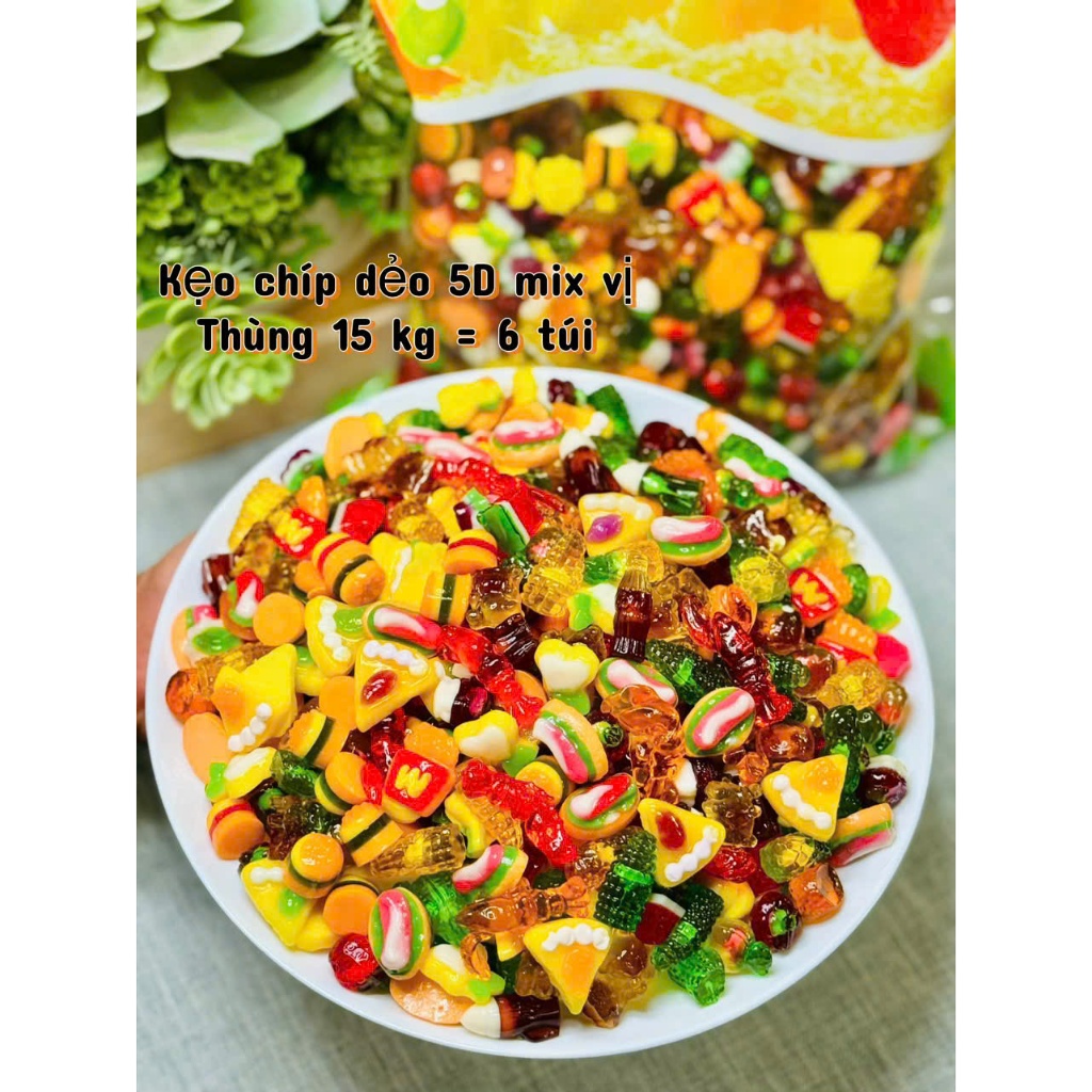 Kẹo Chip Dẻo 5D Mix Vị Nhiều Hình Ngộ Nghĩnh - Kẹo Dẻo Trái Cây Ăn Vặt Thơm Ngon, Đóng Gói Cẩn Thận