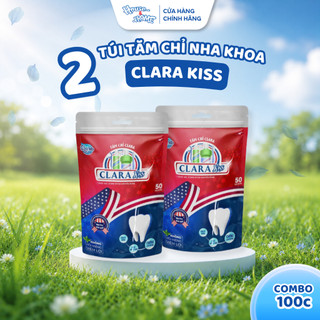 Combo 2 Túi Tăm Chỉ Nha Khoa Clara Kiss Túi 50 Cái TCNK003, Làm Sạch Kẽ Răng Hiệu Quả, Sợi Chỉ Kép An Toàn, Bảo Vệ Nướu