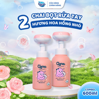 Combo 2 Chai Bọt Rửa Tay Clara Hương Hoa Hồng 300ml NRT004, Bọt Vệ Sinh Tay An Toàn, Lành Tính, Sạch Vi Khuẩn, Giữ Ấm