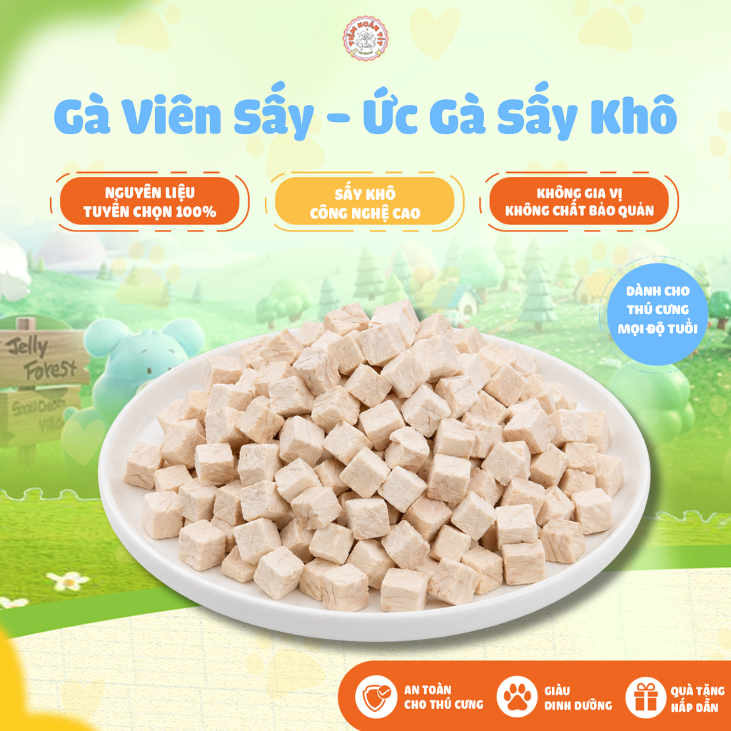 Gà Viên Sấy - Ức Gà Sấy Khô Cao Cấp Cho Chó & Mèo