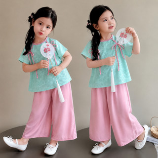 Đồ lam đi chùa cho bé, Set bà ba lụa gấm cách tân bé gái 8-40 kg, Pháp phục lụa mềm mát diện Lễ Tết Trung Thu B04-BIATON