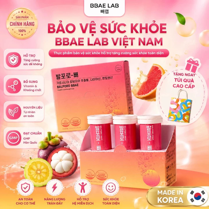Viên sủi uống hỗ trợ giảm cân hiệu quả chính hãng Balporo BBae Hàn Quốc 1 hộp 3 lọ 10 viên.