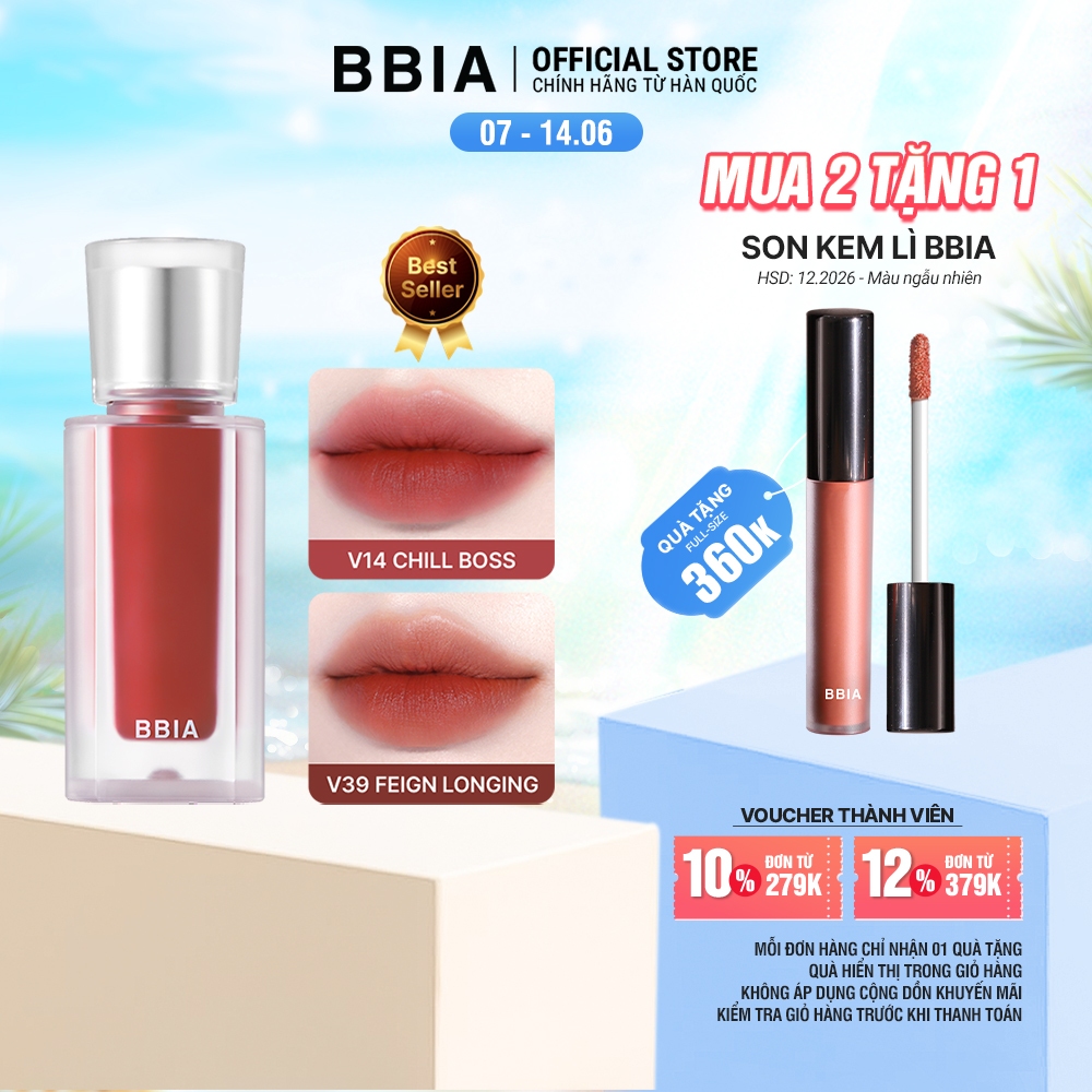 Son kem nhung thuần chay, nhẹ môi BBIA Last Velvet Tint Re-new Version 5g