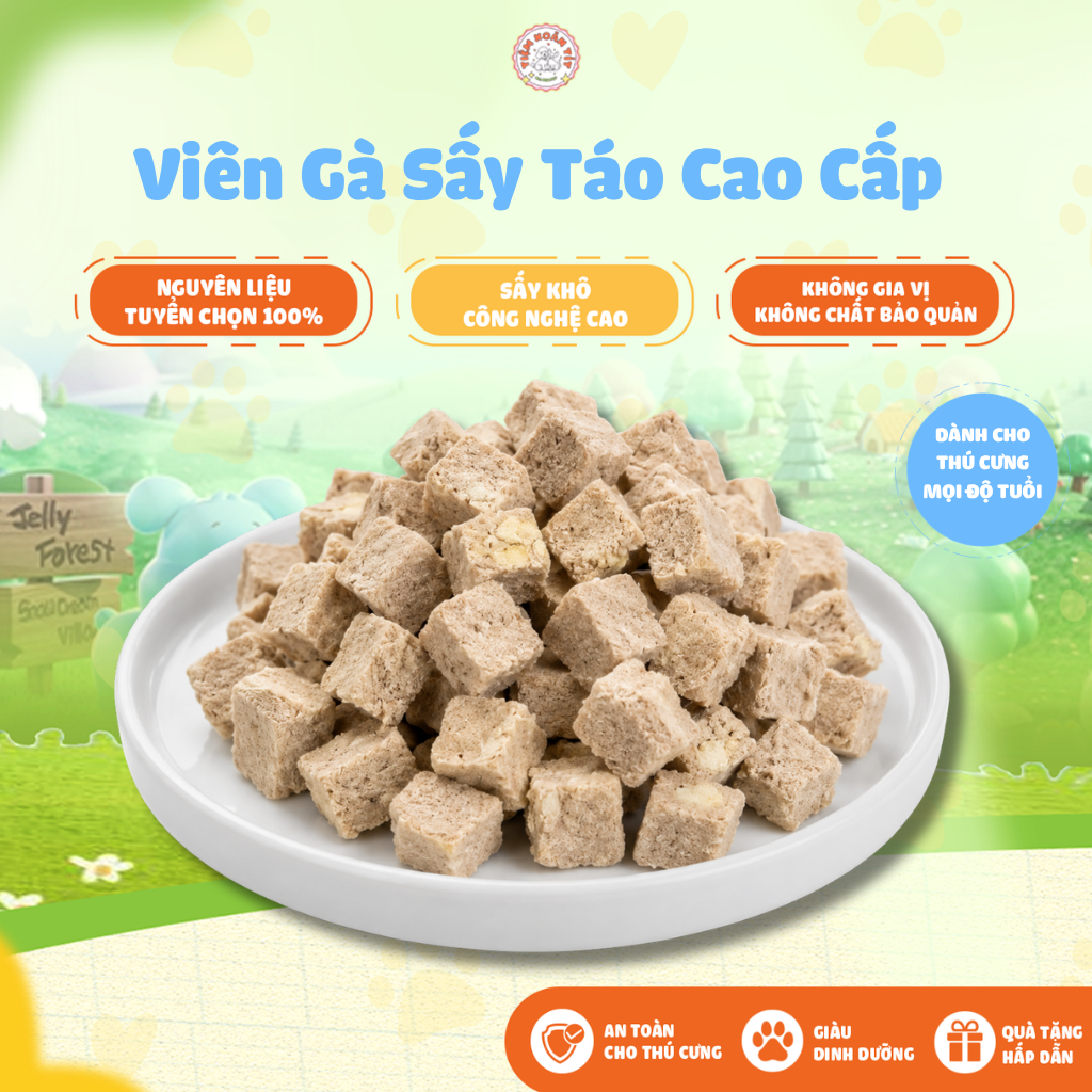 Viên Gà Sấy Táo - Ức Gà Sấy Khô Cao Cấp Cho Chó & Mèo