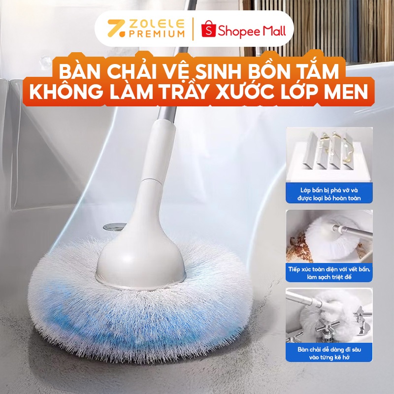 Bàn chải chà vệ sinh bồn tắm đa năng tích hợp chất tẩy rửa trong sợi bông Zolele YLC-01 | BigBuy360 - bigbuy360.vn