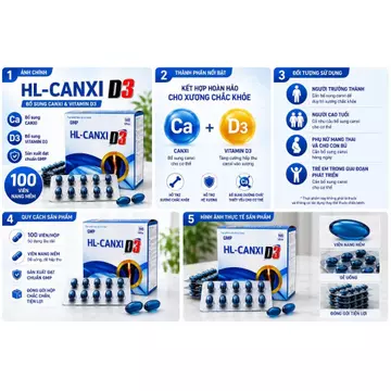 HL-Canxi D3 100 Viên Nang Mềm Giá Tốt | Bổ Sung Canxi Vitamin D3 Hộp 100 Viên Dễ Uống GMP