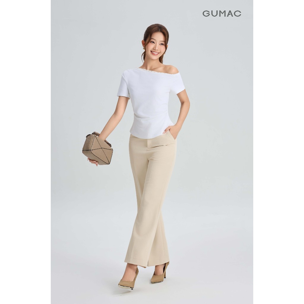 Quần Tây Nữ GUMAC Form Ống Rộng Chất Cotton Silk Mềm Mịn Cao Cấp QG06022