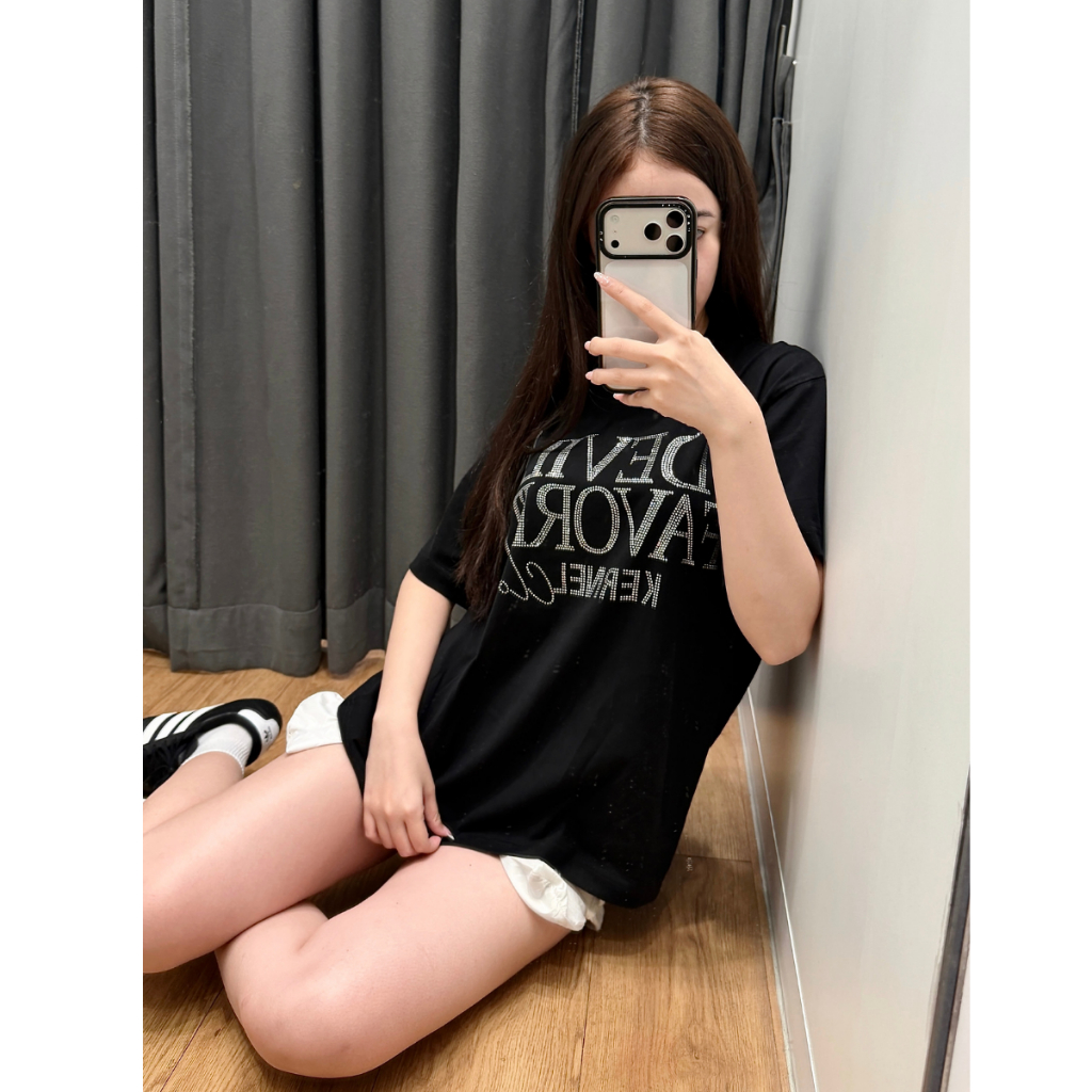 DEVIL'S FAV - ÁO THUN BOXY ĐÍNH ĐÁ KERNEL - BLACK- 250gsm