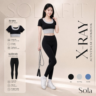 Bộ Tập Gym Nữ Cao Cấp SolaFit 22 Áo Croptop Ôm Dáng Quần Legging Cạp Cao Co Giãn 4 Chiều