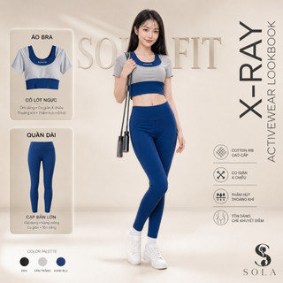 Bộ Tập Gym Nữ Cao Cấp SolaFit 22 Áo Croptop Ôm Dáng Quần Legging Cạp Cao Co Giãn 4 Chiều