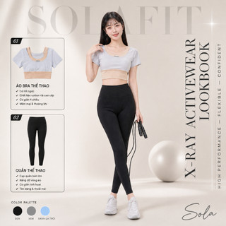 Bộ Tập Gym Nữ Cao Cấp SolaFit 22 Áo Croptop Ôm Dáng Quần Legging Cạp Cao Co Giãn 4 Chiều