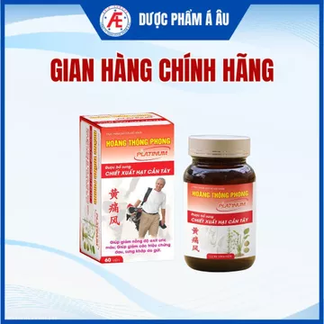 Hoàng Thống Phong Platinum hộp 60v hỗ trợ giảm nồng độ axit uric máu, hỗ trợ giảm các triệu chứng đau, sưng khớp do gút.