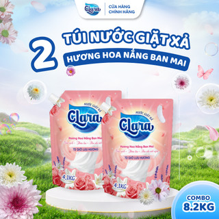 Combo 2 Túi Nước Giặt Xả Clara Hương Hoa Nắng Ban Mai 4.1Kg NGLH03 Giặt Sạch Sâu, Lưu Hương 72H, Công Nghệ Ultra Active