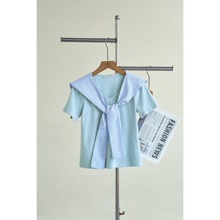 Áo Thun Cotton Nữ LAMER FASHION Cổ Tim Phối Khăn Vai Basic HSD V61B26H014
