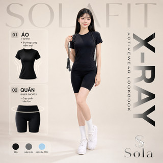 Set Đồ Tập Gym Nữ SOLA 26 Áo Thun Cotton Rib Co Giãn + Quần Biker Short Cạp Cao Ôm Dáng Thể Thao