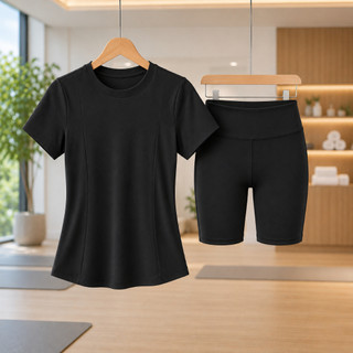 Set Đồ Tập Gym Nữ SOLA 26 Áo Thun Cotton Rib Co Giãn + Quần Biker Short Cạp Cao Ôm Dáng Thể Thao
