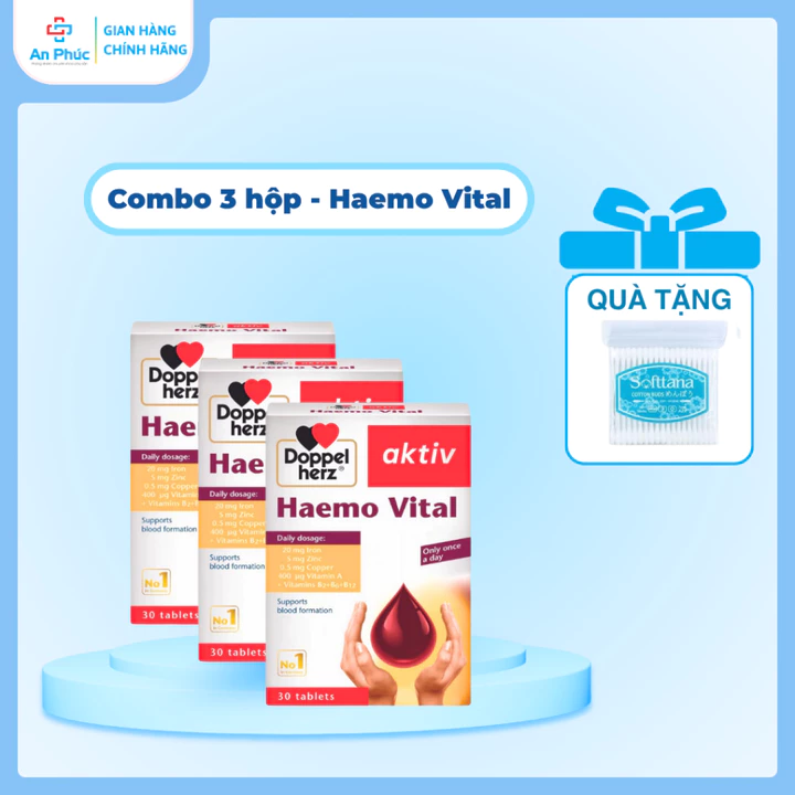 Liệu Trình Bổ Sung Sắt Ngăn Thiếu Máu (3 Hộp) - Viên Uống Bổ Sung Sắt, Vitamin A, Kẽm Hỗ Trợ Tạo Máu