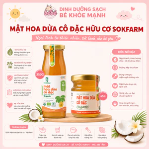 Mật Hoa Dừa Cô Đặc Hữu Cơ Sokfarm Cho Bé 65g, 250g. Giàu Khoáng Chất, Vị Ngọt Tự Nhiên
