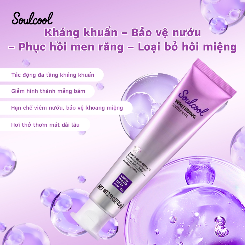 Soulcool Kem đánh răng làm trắng răng – 100g – Làm trắng tự nhiên, chống vi khuẩn, giảm nhạy cảm, kiểm soát hơi thở