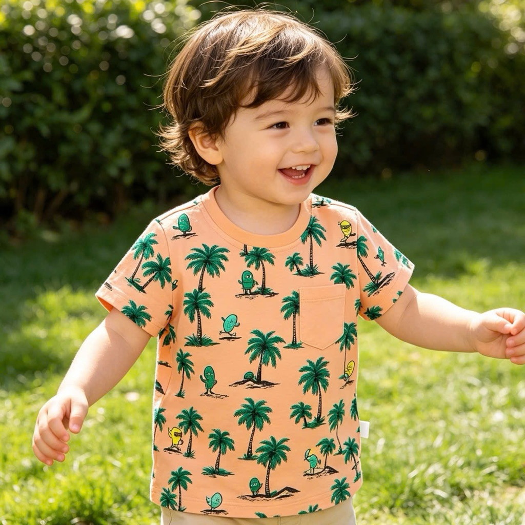 Áo Thun Bé Trai Bé Gái Xuất Dư Xịn F0910 Cotton Co Giãn Thoáng Mát 6-36M