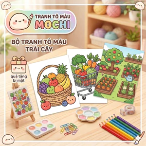 Bộ 50 tranh tô màu rau củ Mochi tranh tô màu cho bé nhiều chủ đề đồ chơi giấy thủ công bé (T04)
