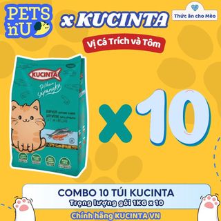 [COMBO 10 TÚI] [CHÍNH HÃNG] [GIÁ TỐT]Hạt Kucinta Cho Mèo Trưởng Thành - Nhiều Vị - 1KG