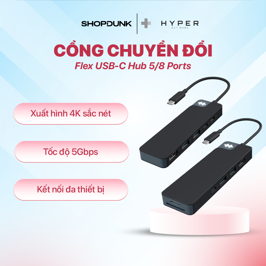 Cổng Chuyển HyperDrive (USA) Flex USB-C Hub 5/8 Ports, Màu Đen | Shopee ...