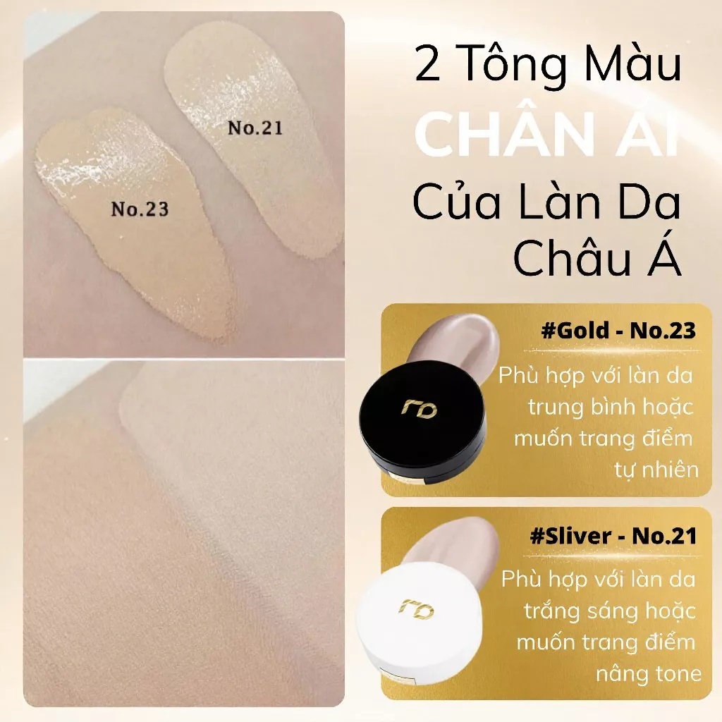[CHÍNH HÃNG] PHẤN NƯỚC CUSHION RENODERM GLOW SILVER GOLD CHE PHỦ TỰ NHIÊN DƯỠNG DA VÀ CHỐNG NẮNG