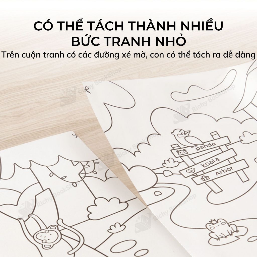 Cuộn tranh tô màu cho bé dán tường khổng lồ 4m*40cm Mideer Adhesive Colouring Scroll