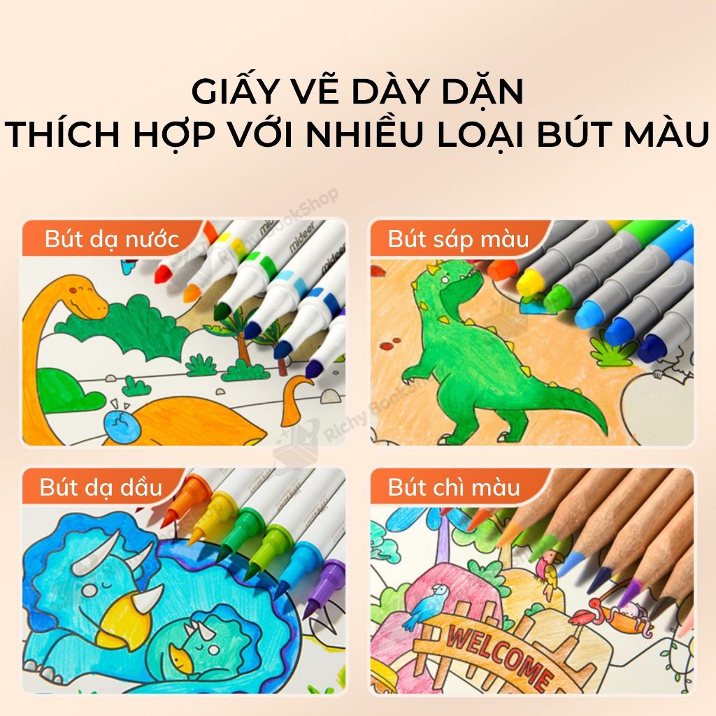 Cuộn tranh tô màu cho bé dán tường khổng lồ 4m*40cm Mideer Adhesive Colouring Scroll