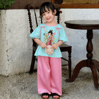 Đồ bà ba bé gái chất vải lụa gấm mặc Tết, Lễ hội, Trung Thu,Bộ quần áo bà ba bé gái, Pháp phục đi chùa, du xuân B04- TON