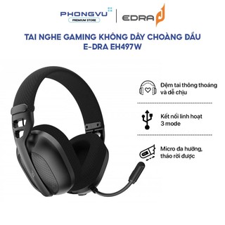 Tai Nghe Chụp Tai Gaming Không Dây E-Dra EH497W Đen - Driver 40mm - Pin 400mAh - Bảo Hành 24 Tháng