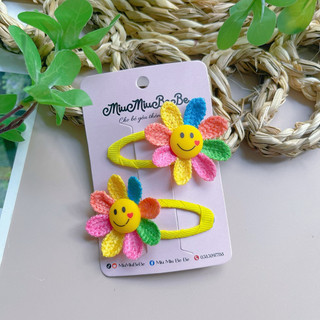Set 2 kẹp tách hoa mặt cười hoa hướng dương dễ thương xinh xắn
