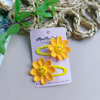 Set 2 kẹp tách hoa mặt cười hoa hướng dương dễ thương xinh xắn