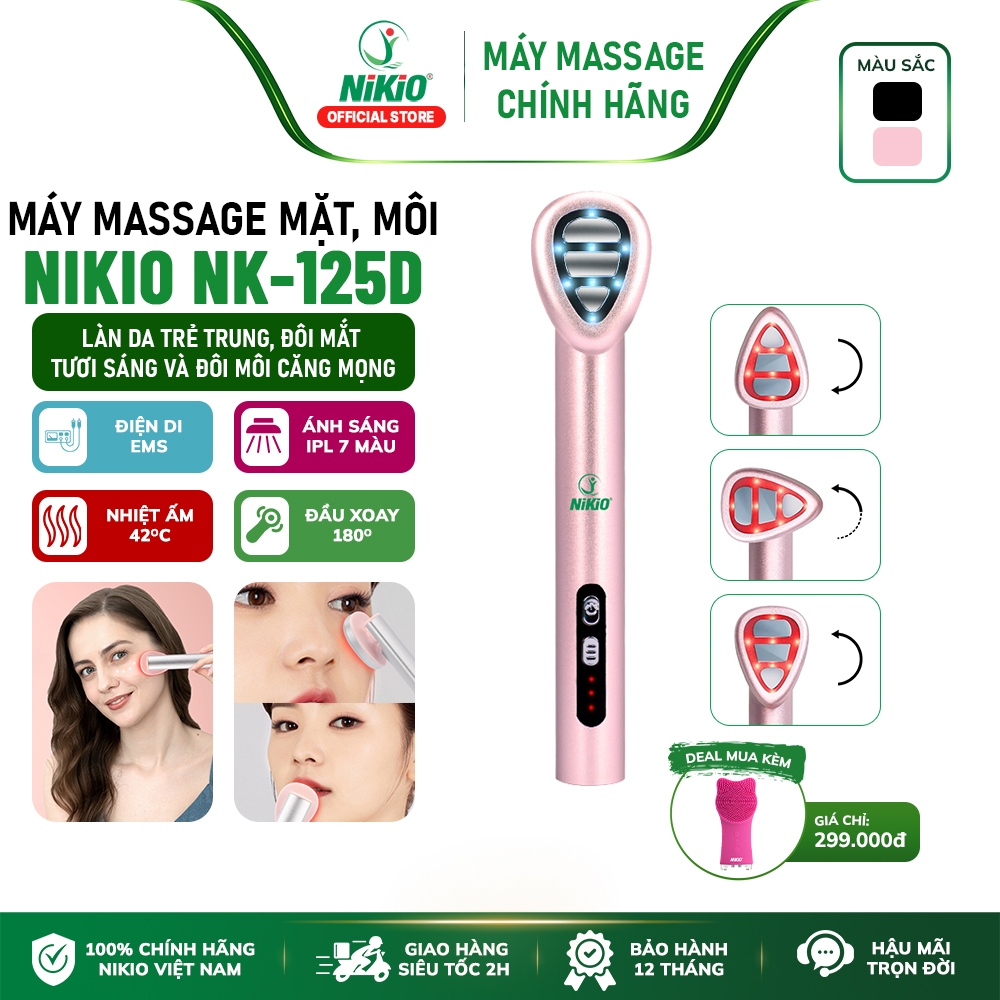 Máy massage mặt mini, matxa mắt môi đa năng Nikio NK-125D - Bảo hành chính hãng