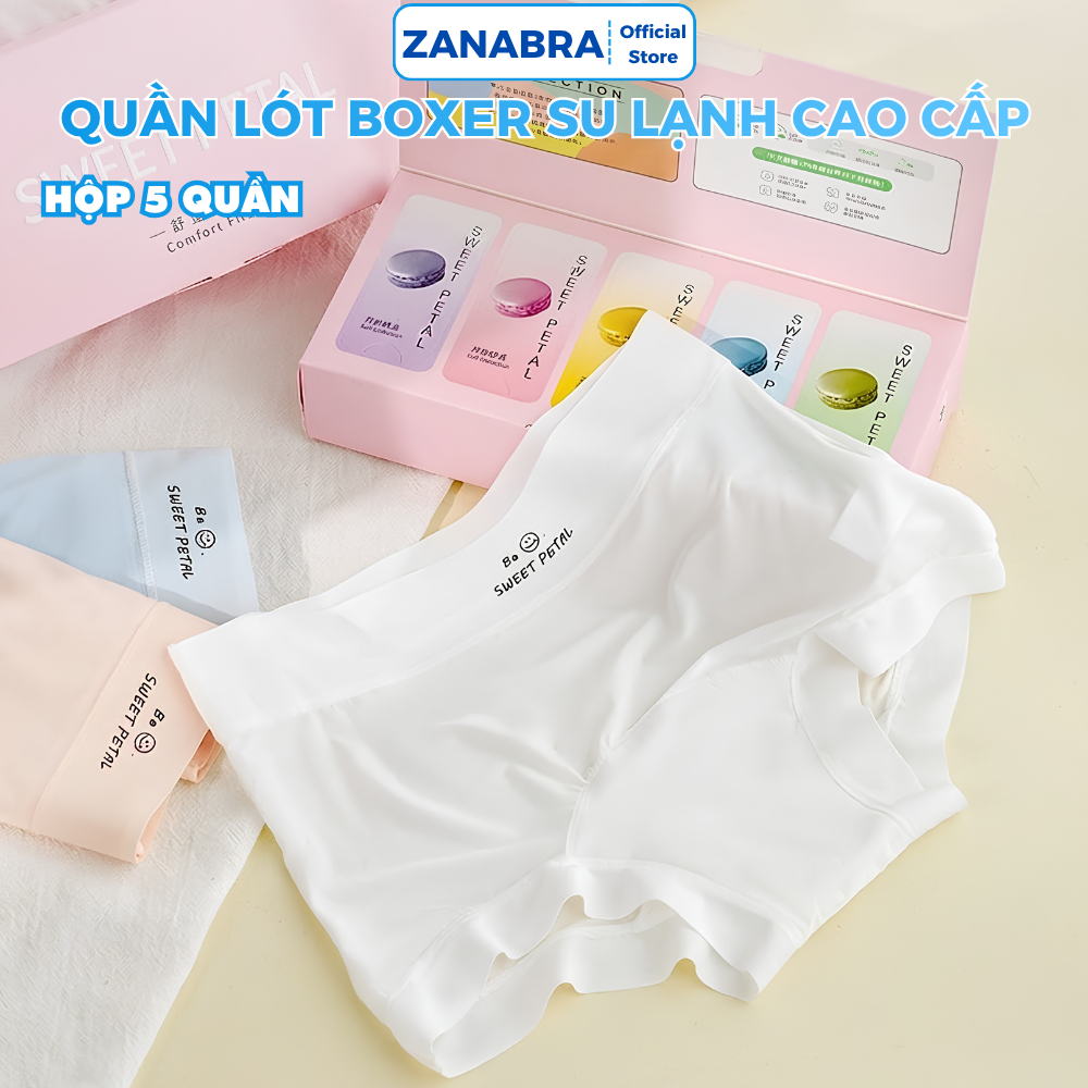 [ Hàng Mới Về ] Quần lót nữ Boxer su lạnh bản lưng trơn co giãn 4 chiều thiết kế đóng hộp cao cấp ZANABRA L5422
