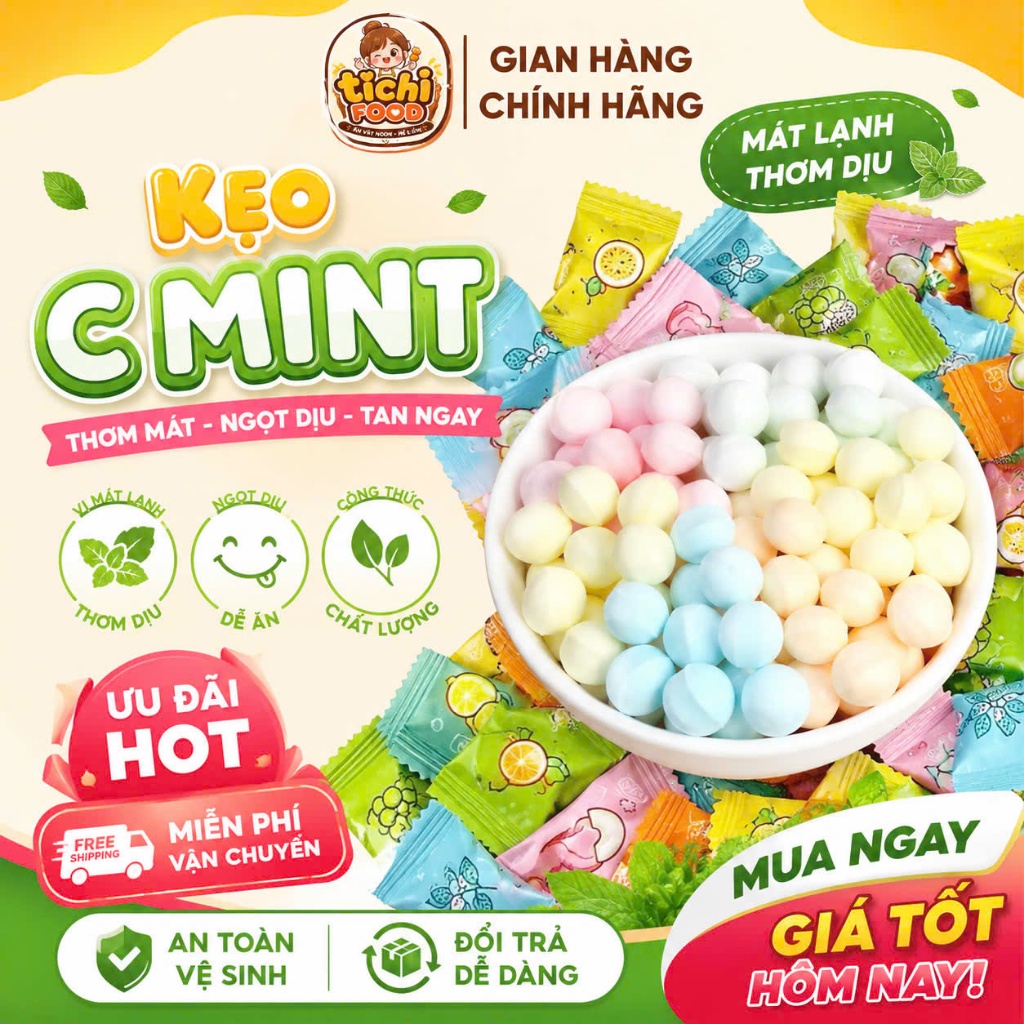 1kg Kẹo Ngậm C Mint Thơm Ngon Gía Hời, Kẹo Ngậm Hoa Qủa Bạc Hà