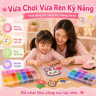 Bộ Hạt Xếp DIY 2.6mm Combo Đầy Đủ, Đồ Chơi Trí Tuệ Giúp Bé Vui Chơi Sáng Tạo