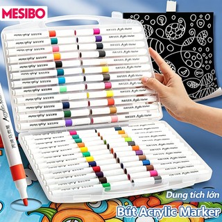 Acrylic Marker Set Cho Bé Màu Dụng Cụ Học Tập, Vẽ Được Trên Nhiều Chất Liệu, Mực Không Lem, Đầu Tròn 12/24/36/48/60 Màu