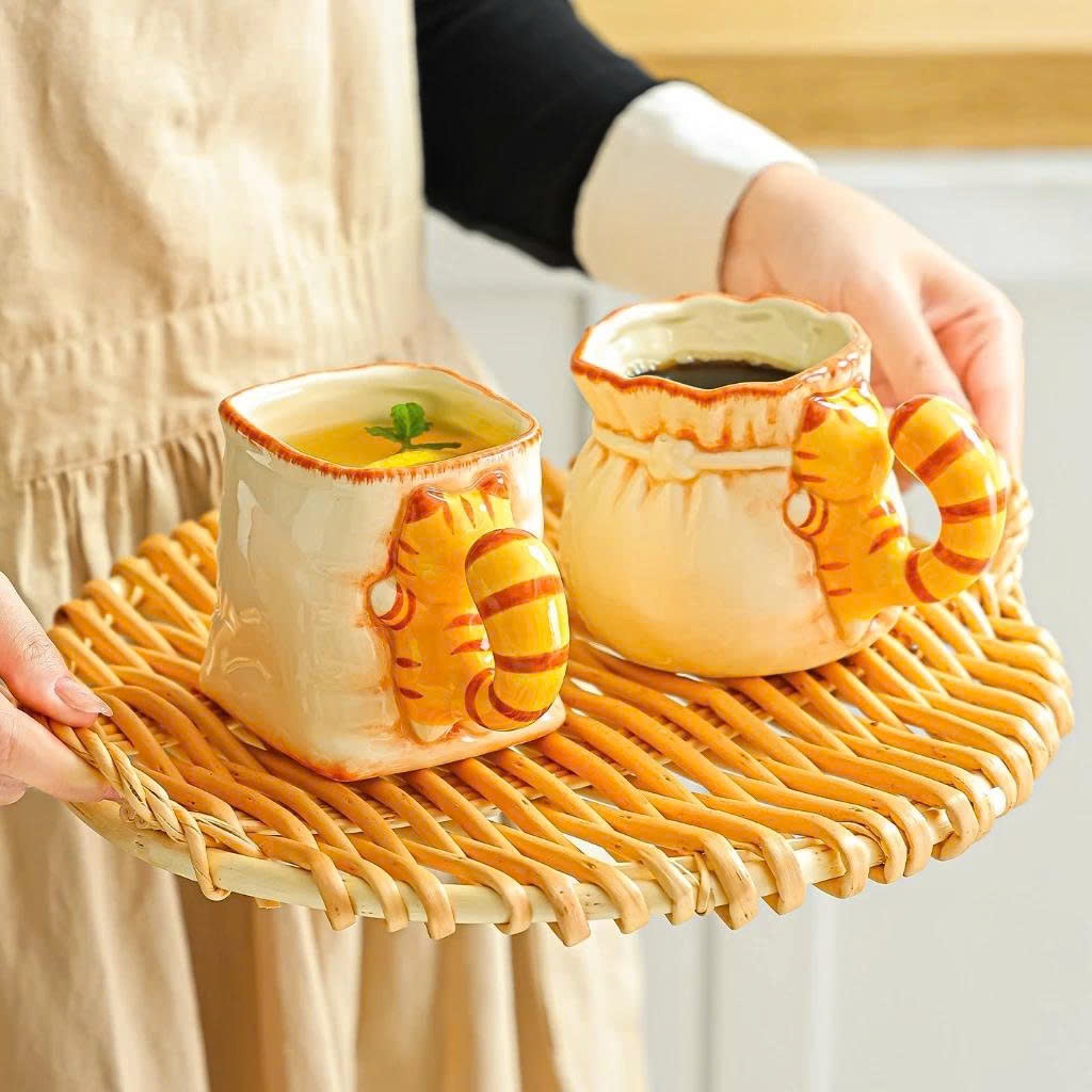 [ Gốm Sứ] Cốc Hình Mèo Cute 3D Ly Uống Cà Phê Trà Sữa Decor Bàn Làm Việc