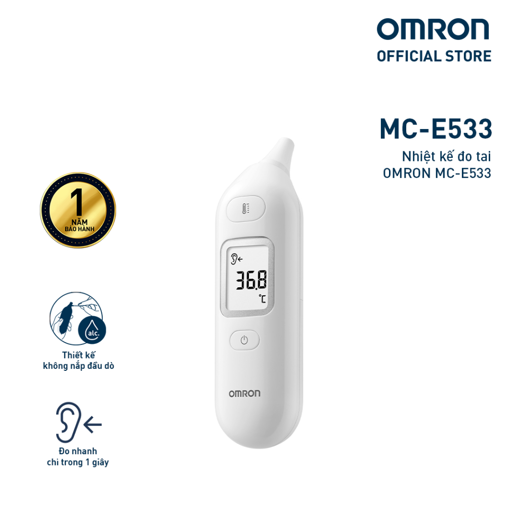 (Dòng mới 2026) Nhiệt Kế Đo Tai OMRON MC-533 - Nhiệt Kế Điện Tử Đo Nhanh Cho Bé & Người Lớn