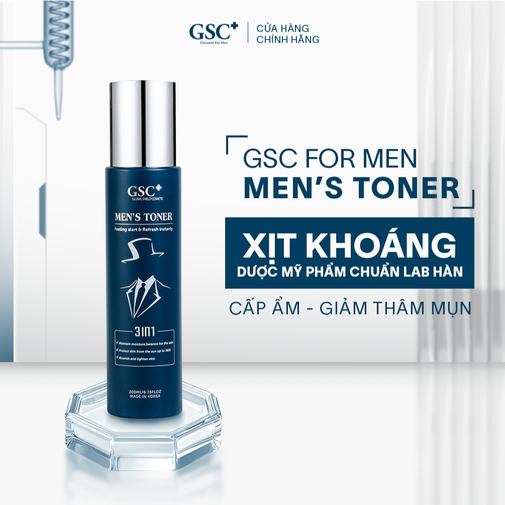 Toner Phục Hồi Cho Nam GSC Men 200ml - Dược Mỹ Phẩm Hàn Quốc Khóa Ẩm, Dịu Da Sau Cạo Râu, Bảo Vệ UV - GC078B
